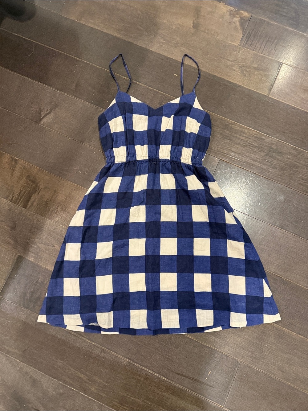 GAP Blue and White Gingham Spaghetti-Strap Sundress
